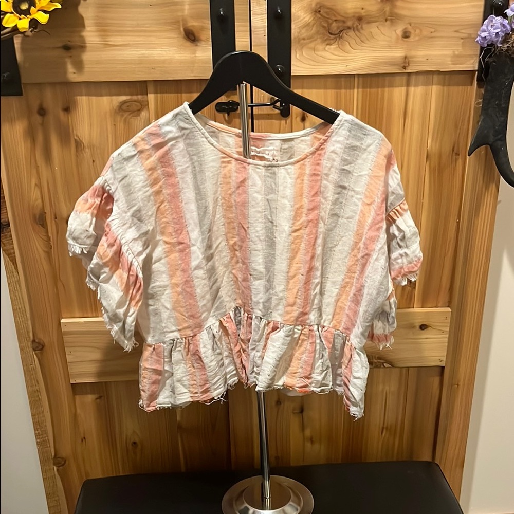 Mustard Seed Striped Top - Pink and Orange
